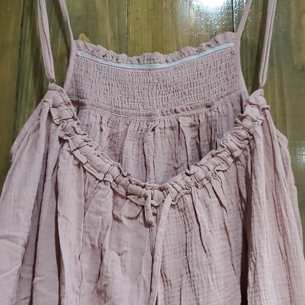 ROSE PINK ROMPER JUMPSUIT Harem SMALL SQUARE NECK  SPAGHETTI STRAP Pastel Boho - Picture 8 of 12